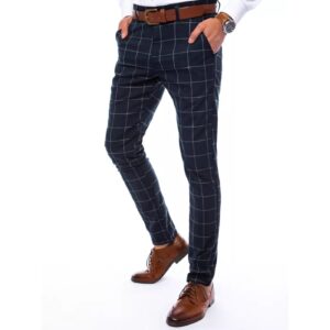 Men's navy blue checkered chino trousers Dstreet