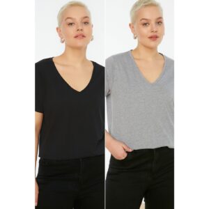 Trendyol Curve Black-Gray 2-Pack Basic Knitted