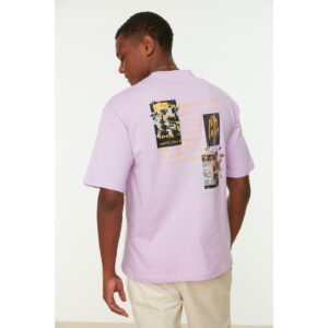 Trendyol Lilac Men's Relaxed Fit 100% Cotton Crew Neck