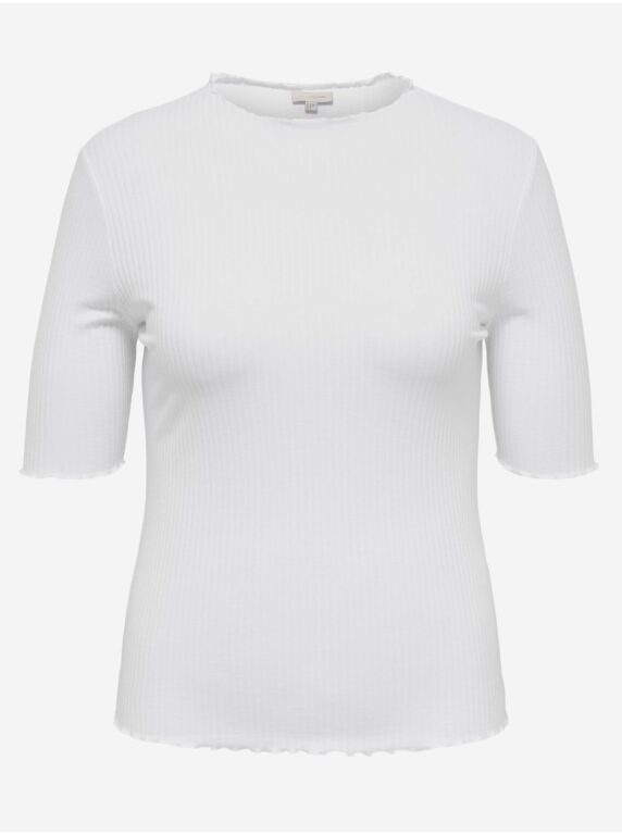 Bílé dámské žebrované tričko ONLY CARMAKOMA
