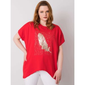 Plus size red blouse with print and