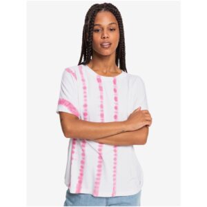 Růžovo-bílé dámské vzorované tričko Roxy Over