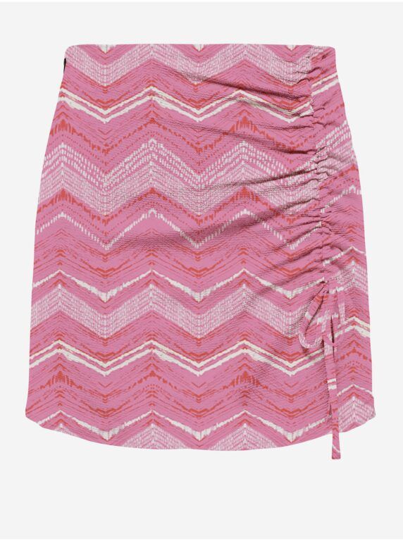 Růžová dámská vzorovaná mini sukně ONLY