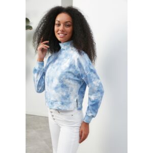 Trendyol Blue Stand Up Collar Long