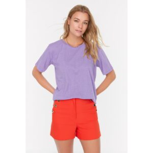 Trendyol Purple Back Printed Boyfriend Knitted