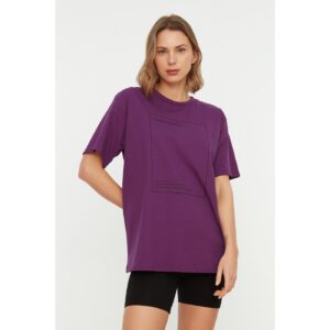 Trendyol Purple Printed Boyfriend Knitted