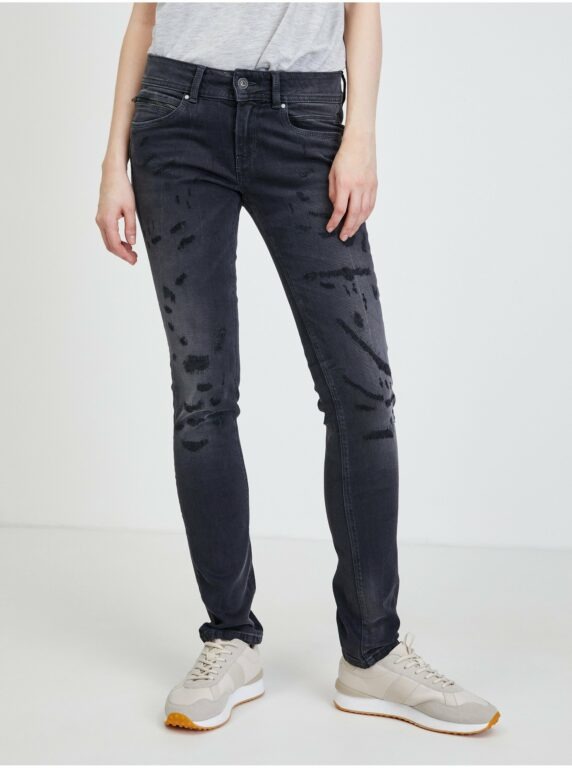 Tmavě šedé dámské slim fit džíny