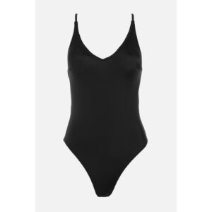 Trendyol Black V-Neck Swimsuit