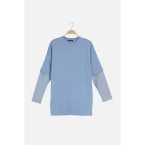 Trendyol Blue Sleeve Detailed T-shirt