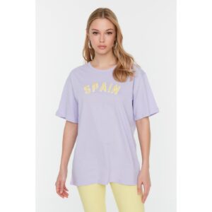 Trendyol Lilac Embroidered Boyfriend Knitted