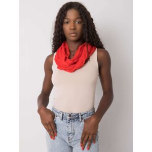 Women's red and gray scarf in polka