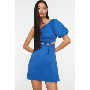 Modré dámské krátké asymetrické šaty Trendyol -