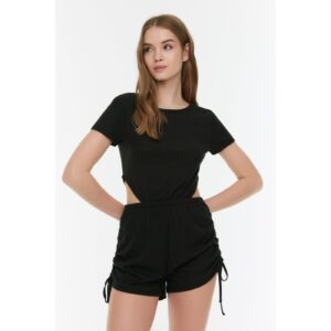 Trendyol Black Cut-Out Ruffle Detailed