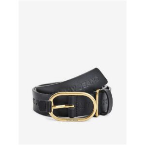 Černá dámský kožený pásek Tommy Jeans Logo Fashion Belt -