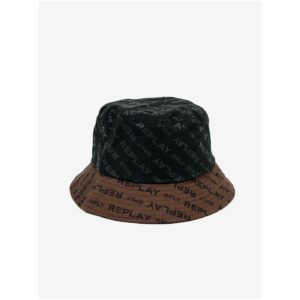 Hnědo-černý pánský klobouk s motivem