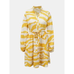 Krémovo-žluté šaty se zebřím vzorem VILA Omina