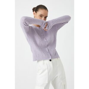 Koton Women's Hair Knitted Buttoned Lilac