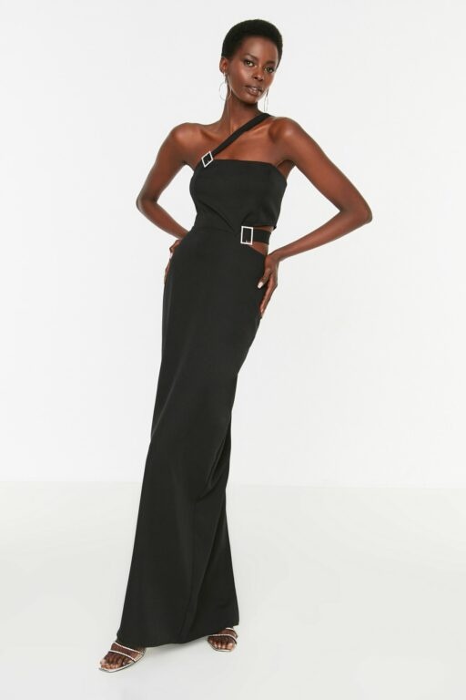 Trendyol Black Accessory Detailed Evening Dress