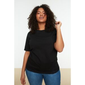 Trendyol Curve Black Crew Neck Lace Detailed Knitted