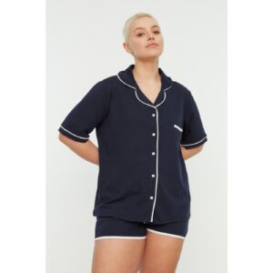 Trendyol Curve Navy Blue Pocket Detailed Knitted Pajamas