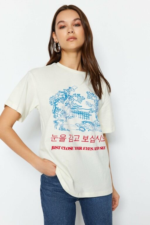 Trendyol T-Shirt - Ecru