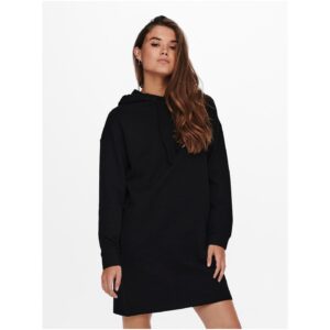 Černé dámské mikinové šaty s kapucí