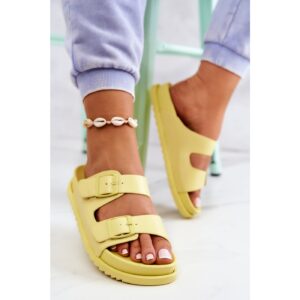 Rubber Slippers With Buckle Yellow