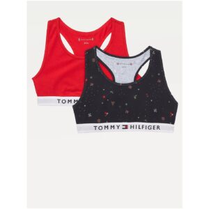Tommy Hilfiger Sada dvou holčičích podprsenek v tmavě modré a červené barvě Tommy H -