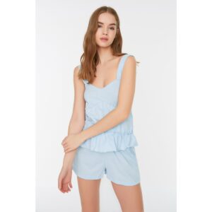 Trendyol Blue Frilly Knitted Pajamas