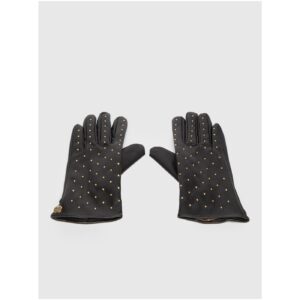 Černé dámské vzorované koženkové rukavice Liu Jo -
