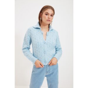 Trendyol Blue Knitted Detailed Buttoned Knitwear