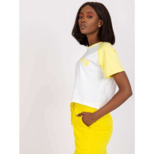 White and yellow t-shirt with a cotton