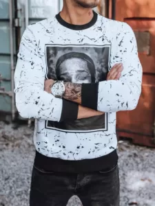 White men's sweatshirt with print