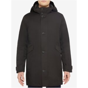 Černá pánská prodloužená zimní bunda s kapucí Geox