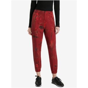 Červené dámské zkrácené vzorované kalhoty Desigual Cmotiger