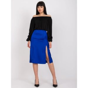 High-waisted cobalt pencil skirt