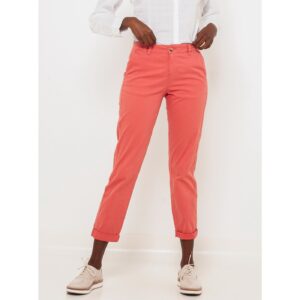 Růžové zkrácené straight fit kalhoty