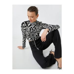Koton Stand Up Collar Patterned Long Sleeve