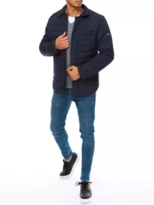 Navy blue men's quilted transitional jacket