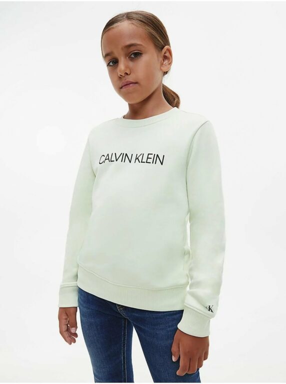 Světle zelená holčičí mikina Calvin Klein