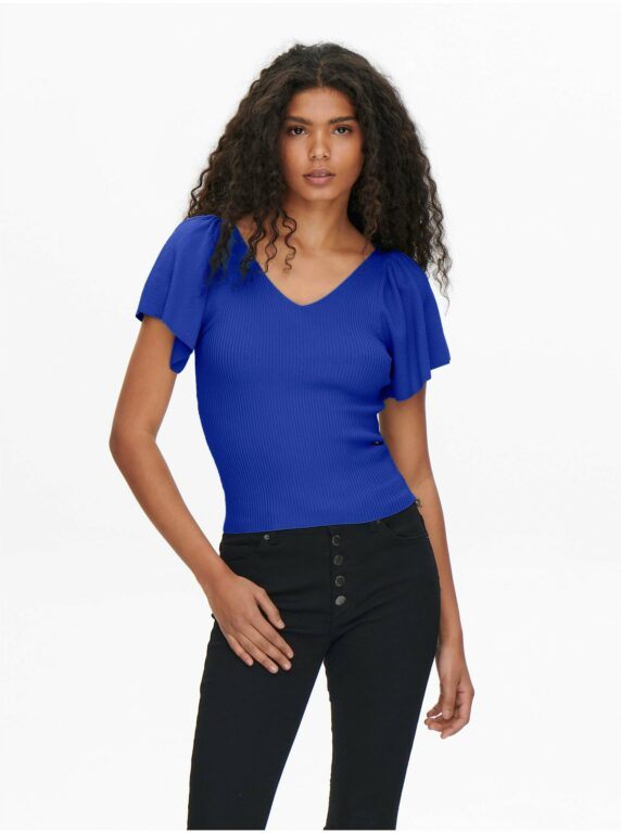 Tmavě modré dámské žebrované tričko ONLY