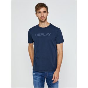 Tmavě modré pánské tričko s nápisem Replay -