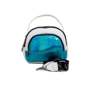 White and blue women's handbags