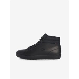 Černé pánské kožené kotníkové boty Lacoste Straightset