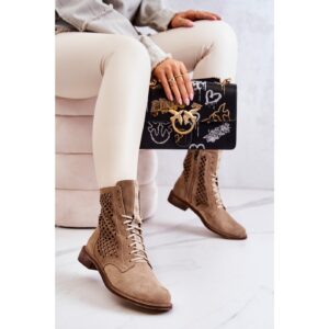 Openwork Suede boots with tied Nicole