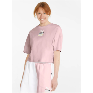 Růžové dámské volné cropped tričko Puma Brand