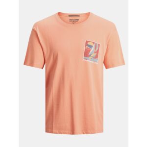 Oranžové tričko s potiskem Jack & Jones Tropicana