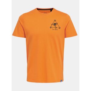 Oranžové tričko s potiskem ONLY & SONS Turner -