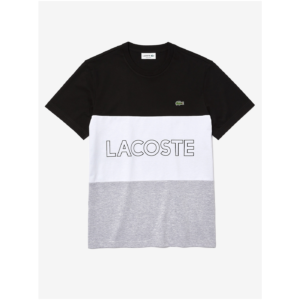 Bílo-černé pánské pruhované tričko Lacoste