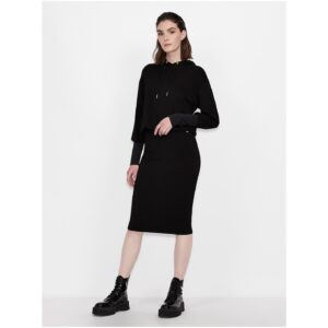 Černé dámské mikinové šaty s kapucí Armani